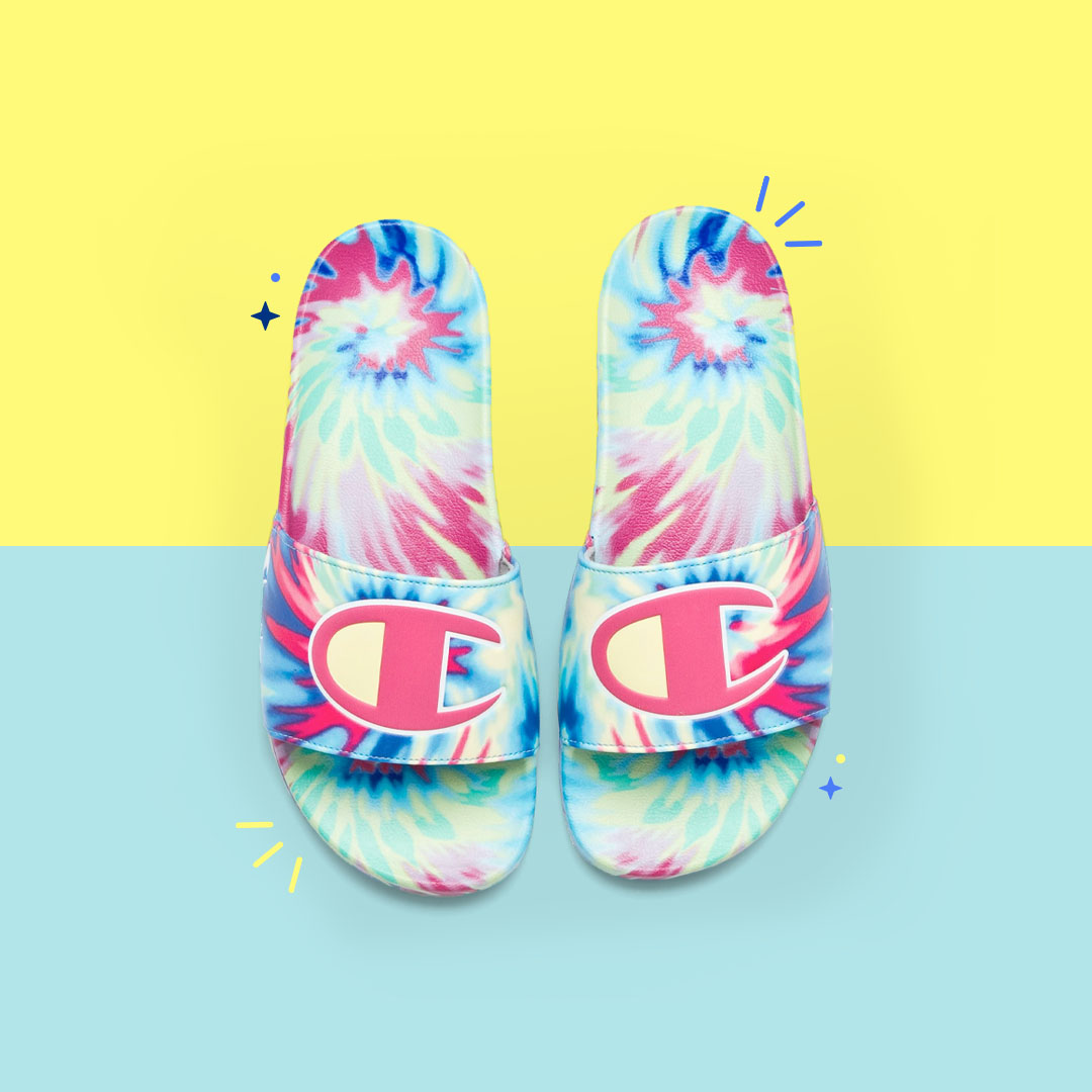  Finish Line Women's Champion Ipo Tie-Dye Slide Sandals