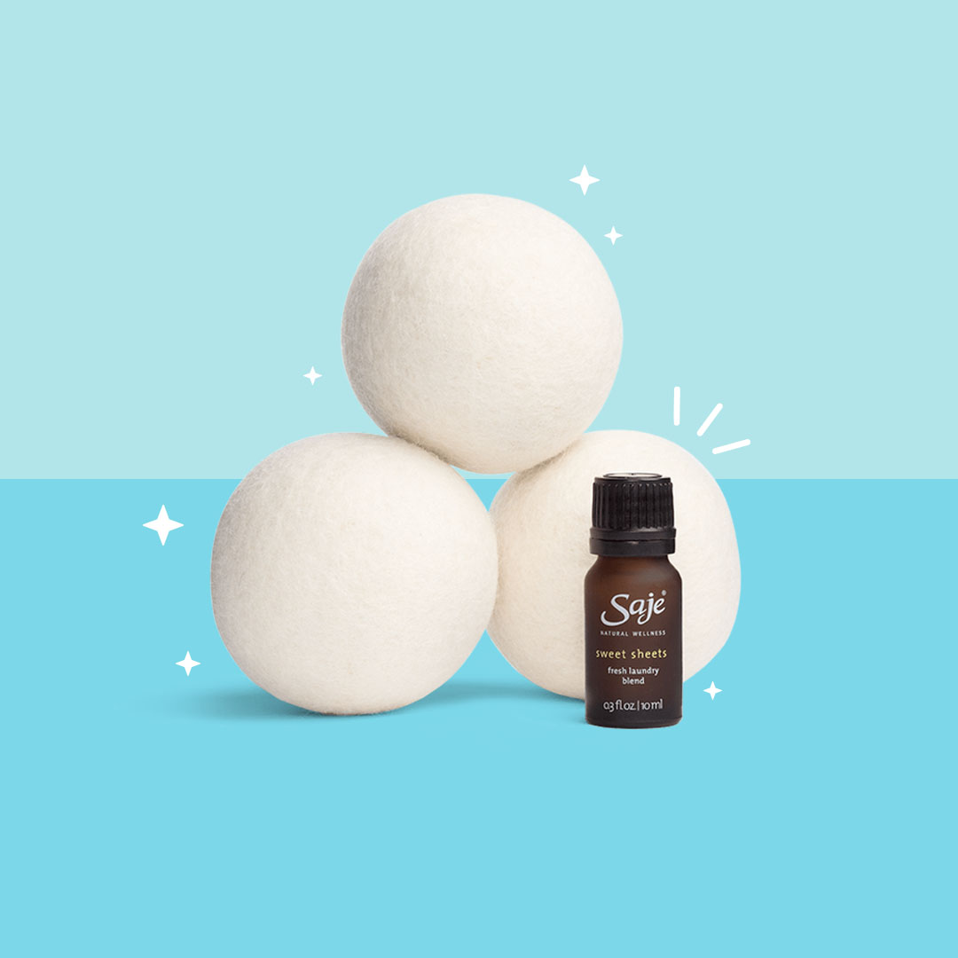 Saje Laundry Love Wool Dryer Ball Set & Laundry Blend